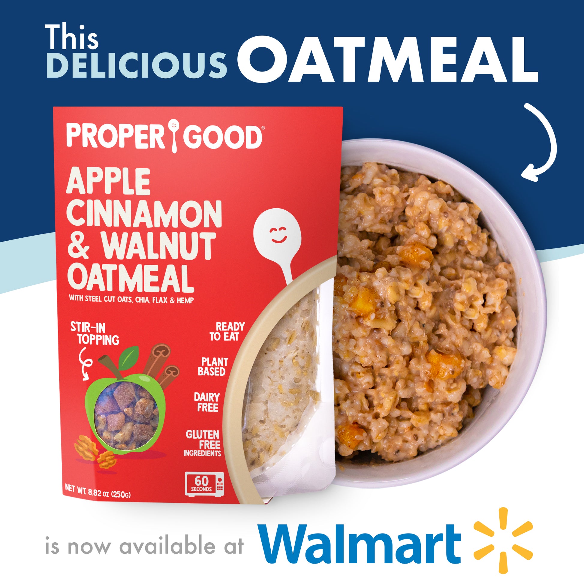 Apple Cinnamon & Walnut Oatmeal available in Walmart - Eat Proper Good