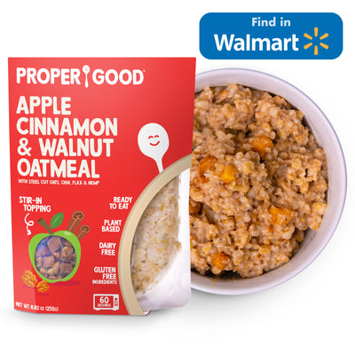 Apple, Cinnamon & Walnut Oatmeal in Bowl and in Pouch - Find in Walmart - Eat Proper Good