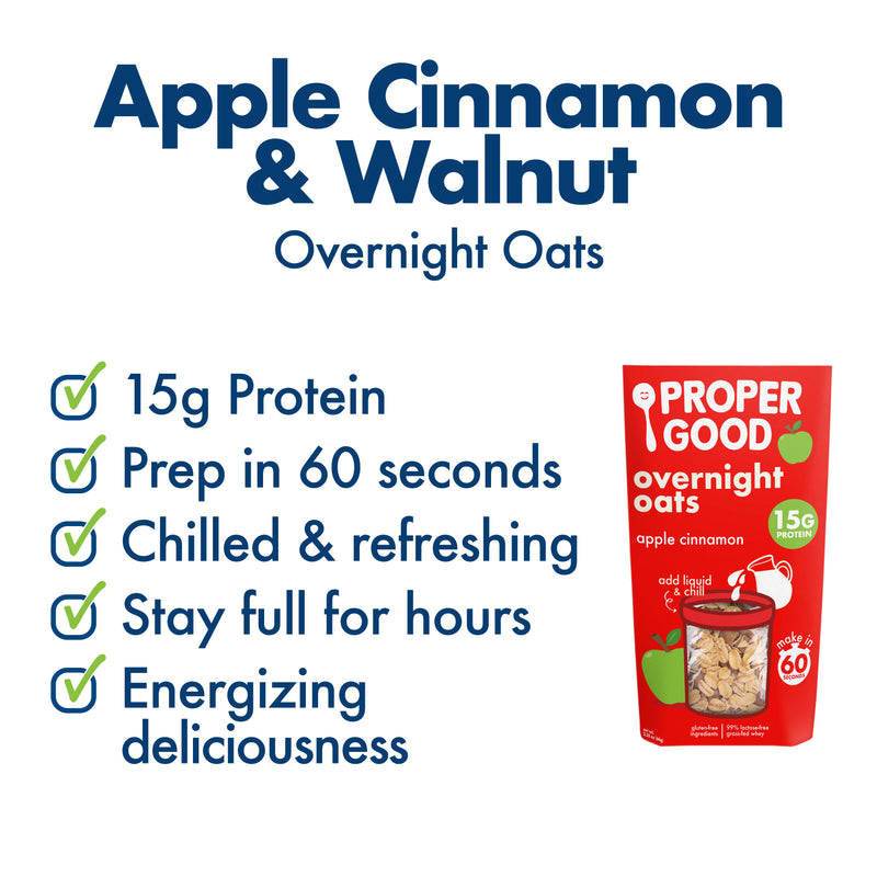 Apple Cinnamon Protein Overnight Oats - Proper Good