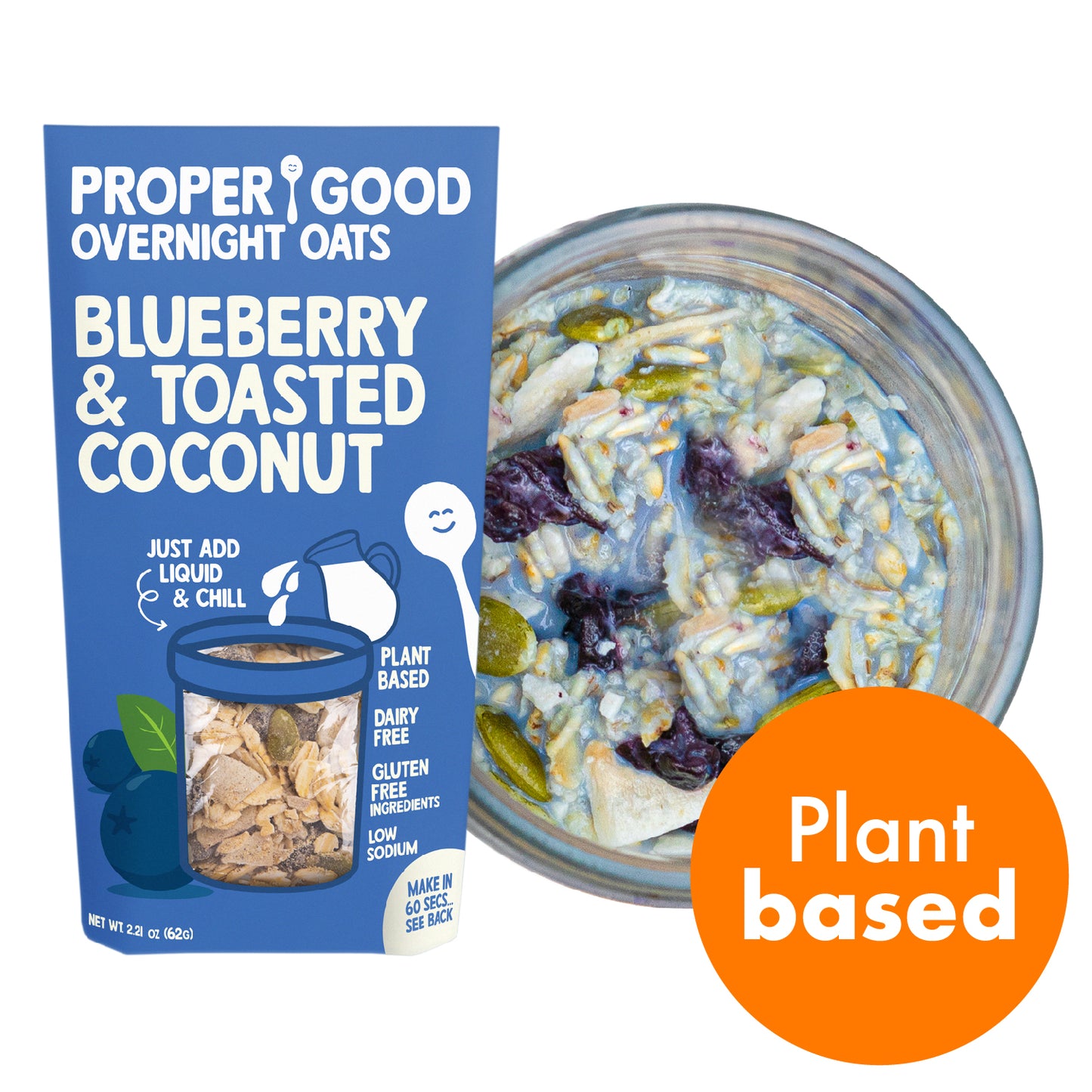 Blueberry Coconut Overnight Oats Plant Based - Eat Proper Good
