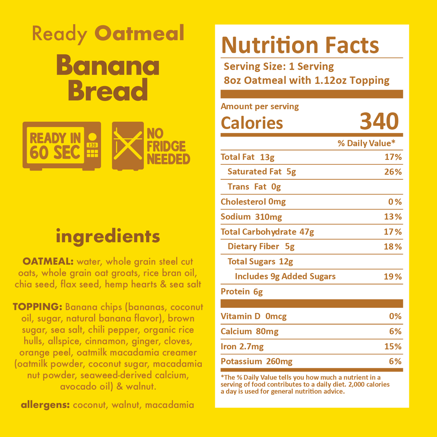 Banana Bread Oatmeal Nutritional Facts - Eat Proper Good