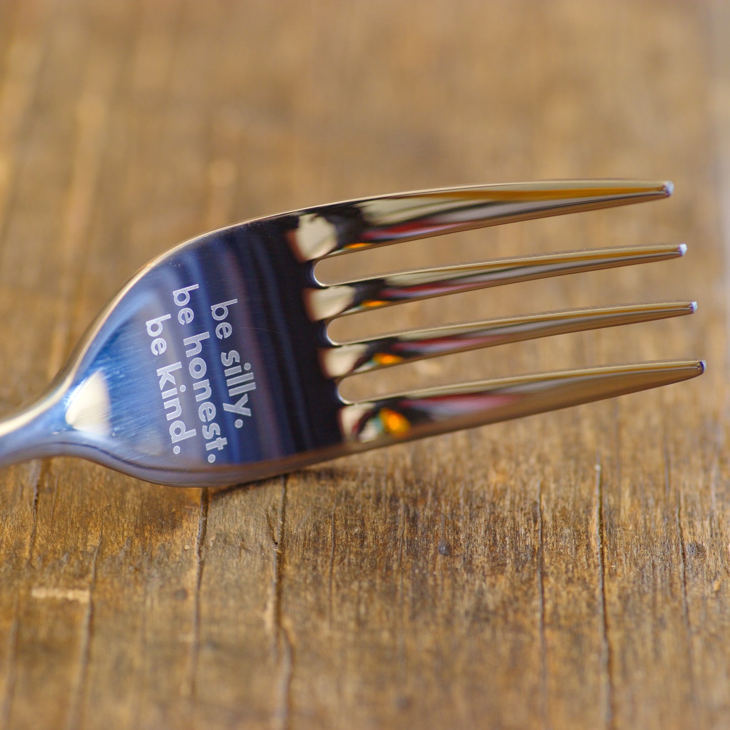 Light Blue Fork Front Engraving - Eat Proper Good