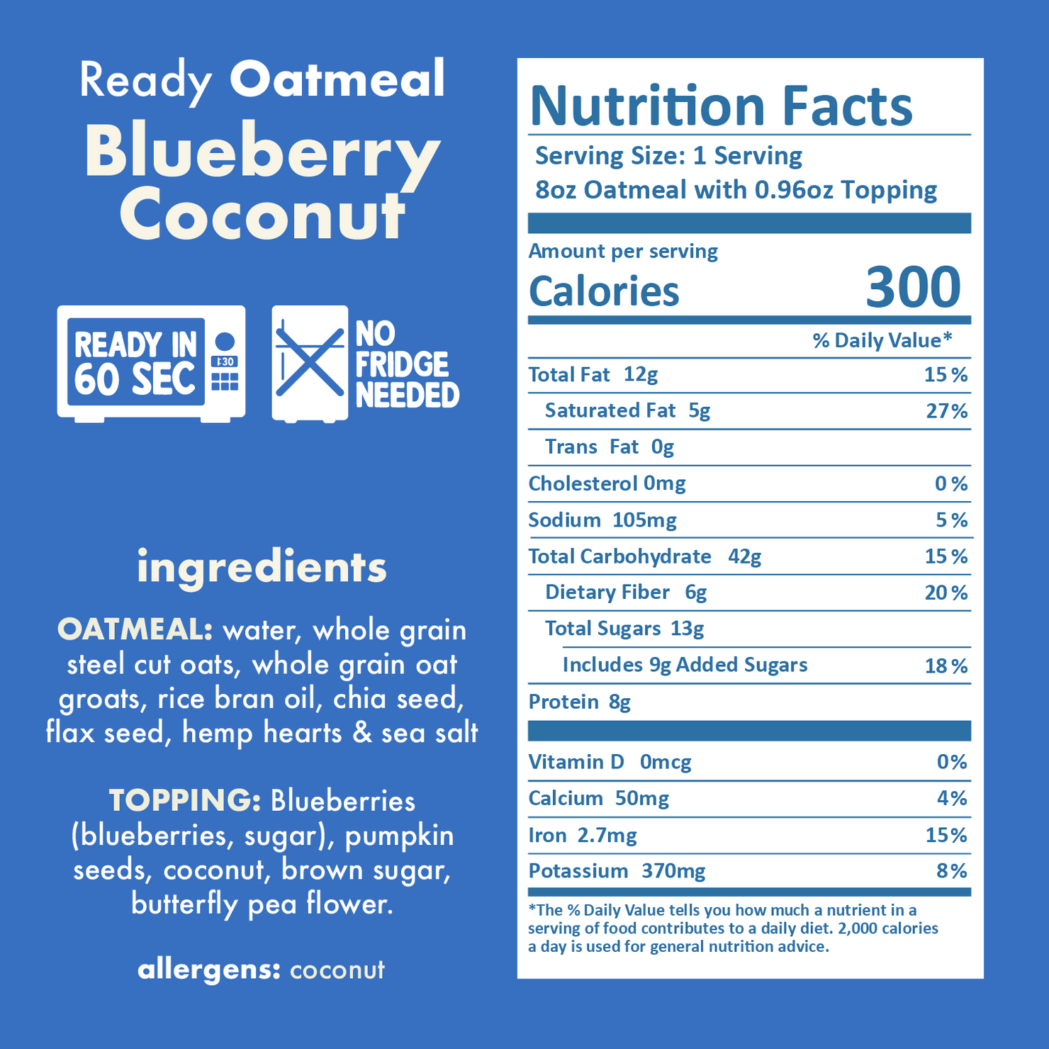Blueberry Coconut Oatmeal Nutritional Facts - Eat Proper Good