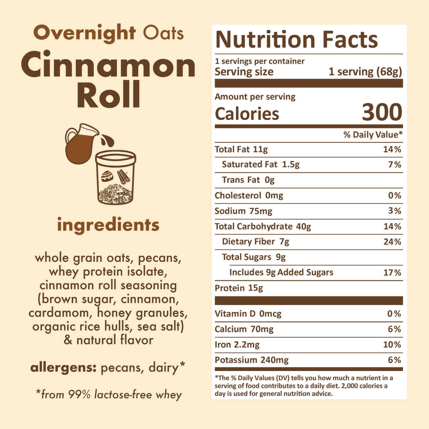 Cinnamon Roll Protein Overnight Oats
