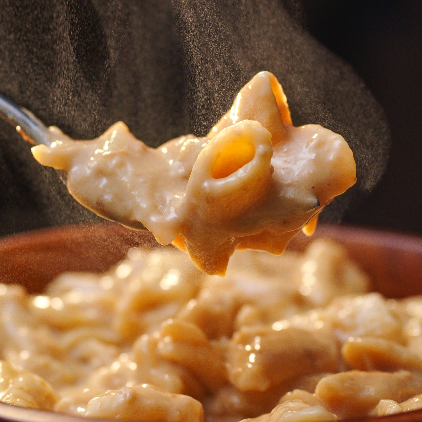 Chicken Alfredo Pasta on Fork - Eat Proper Good