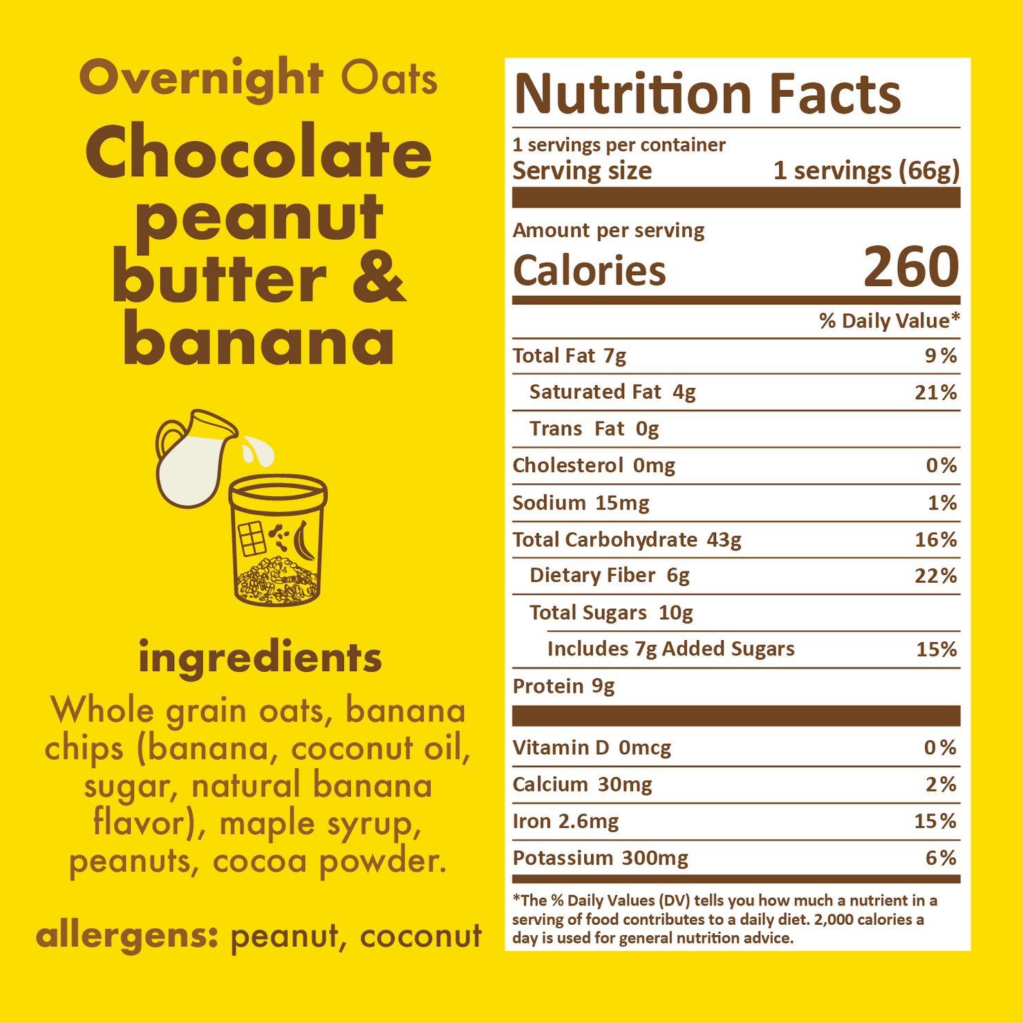 Chocolate, Peanut Butter & Banana Overnight Oats Nutritional Information - Eat Proper Good