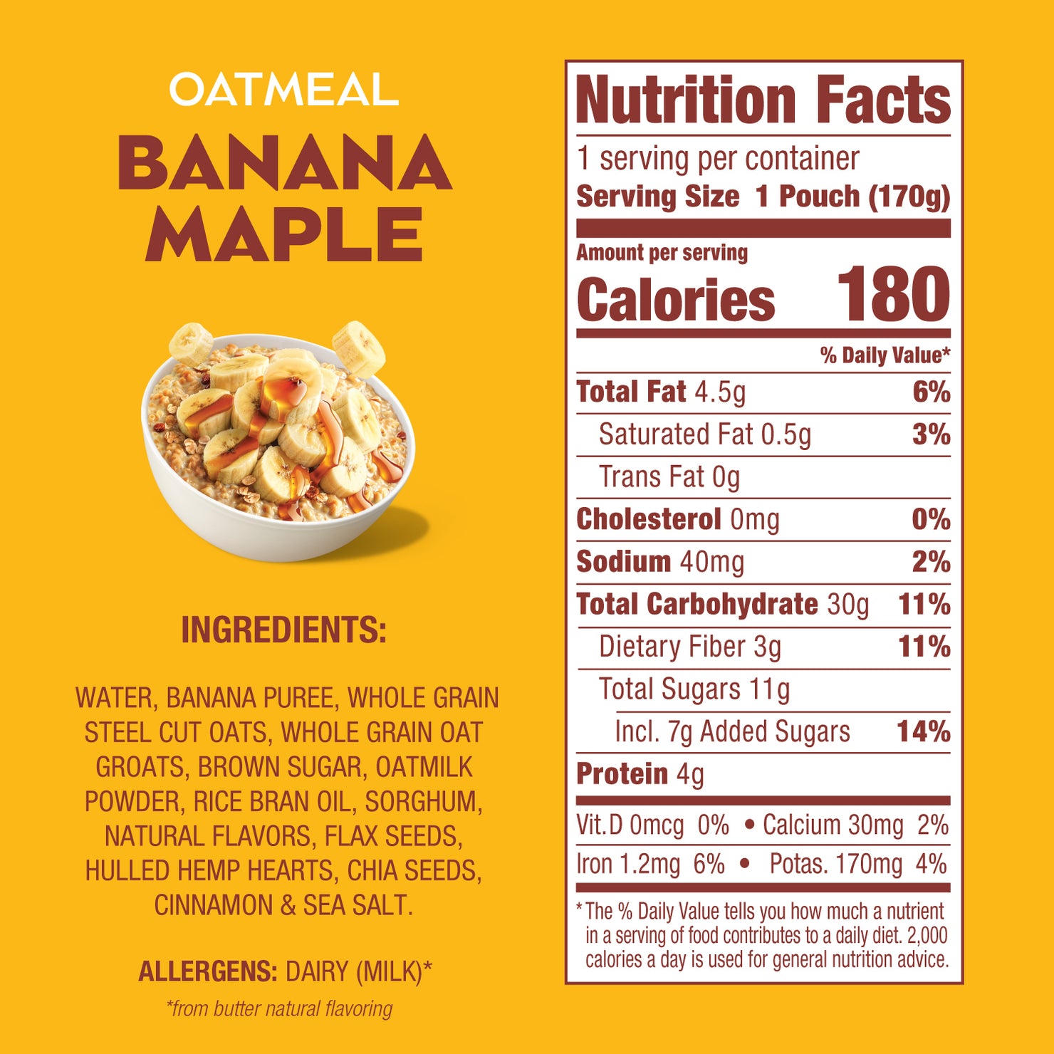 Banana Maple Oatmeal Nutritional Information - Eat Proper Good