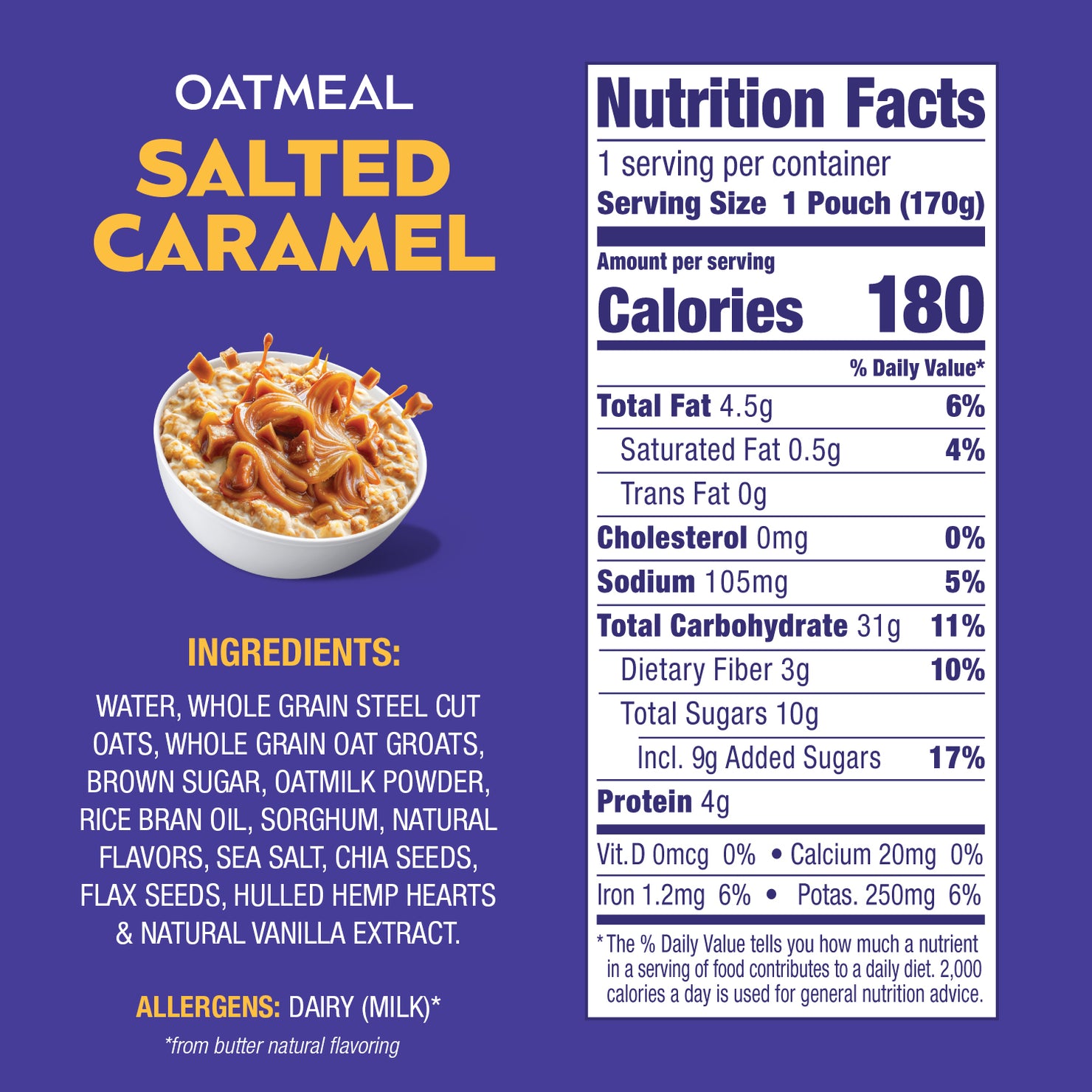 Salted Caramel Oatmeal Nutritional Information - Eat Proper Good