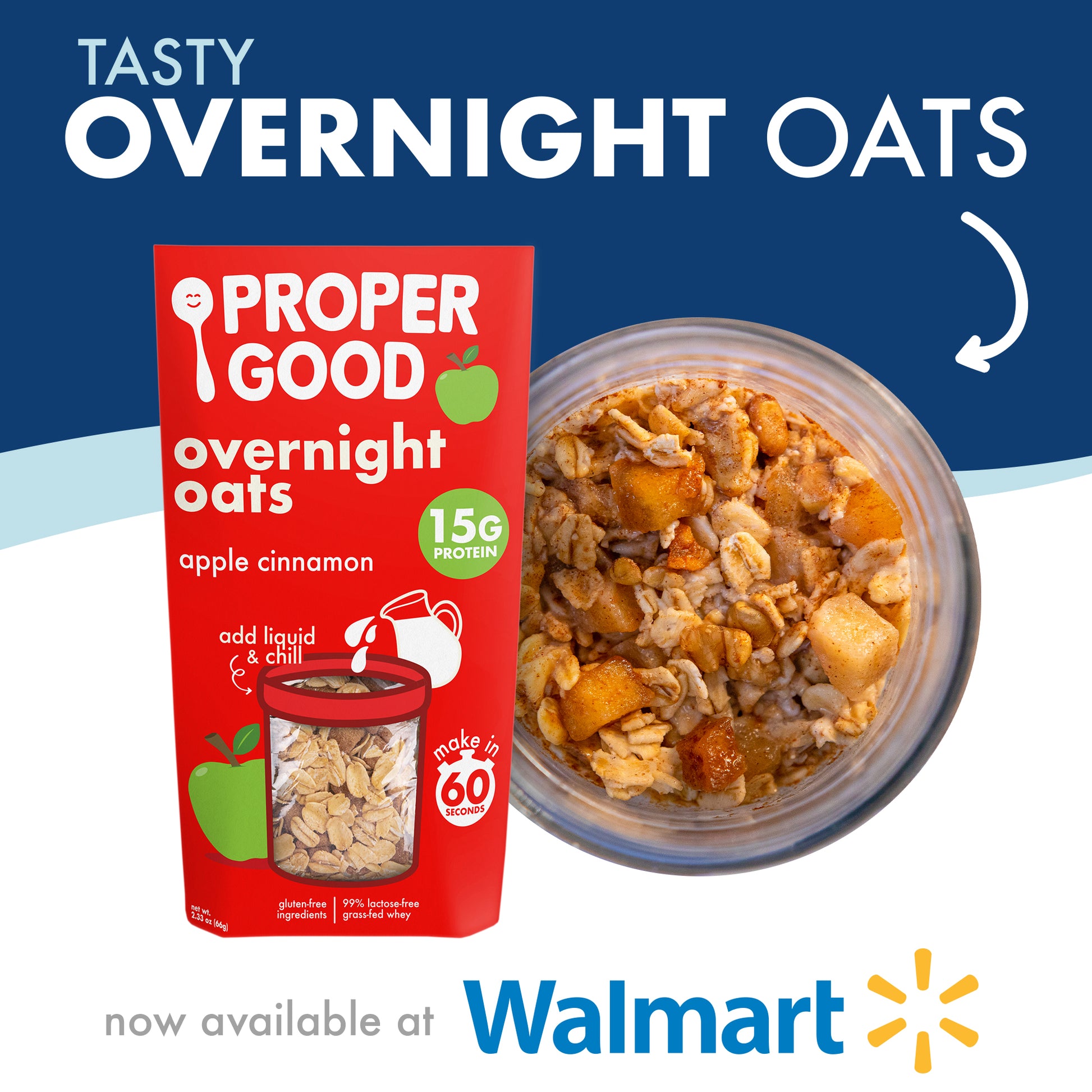 Apple Cinnamon Protein Overnight Oats Available in Walmart - Proper Good