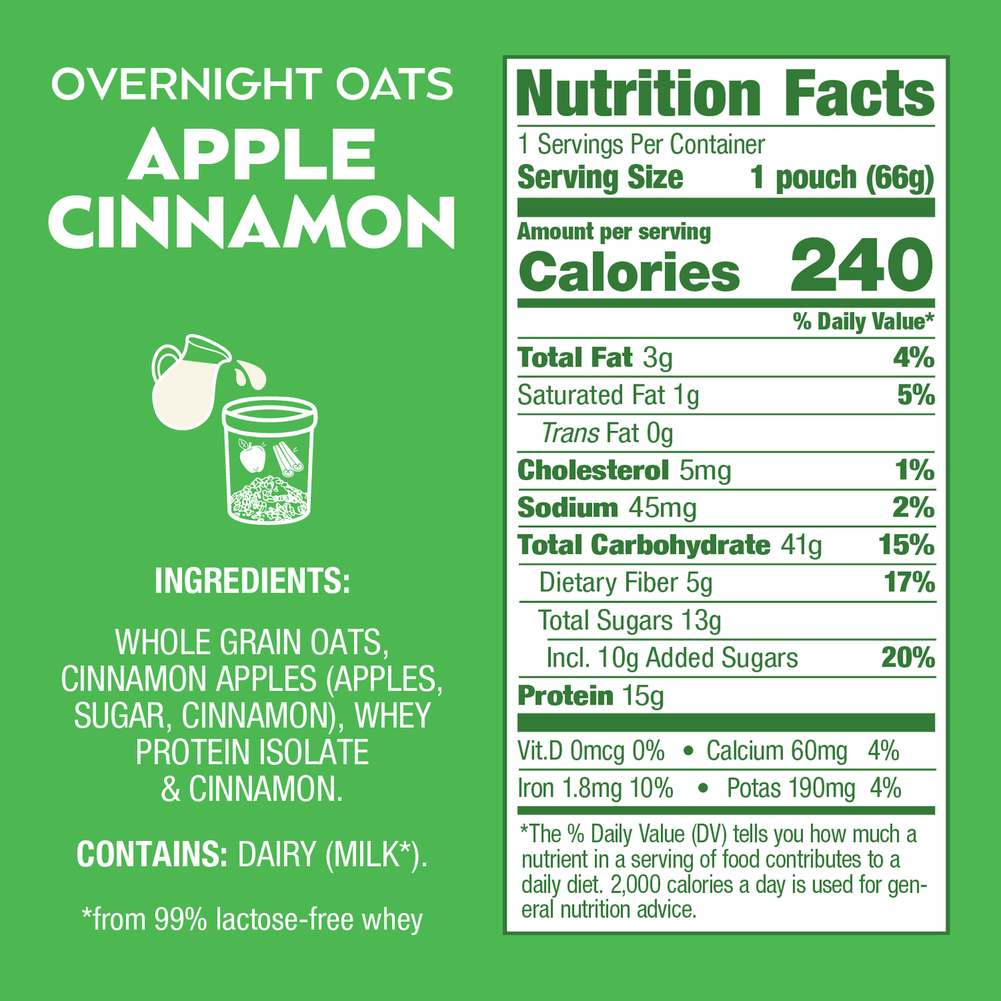 Apple Cinnamon Overnight Oats Nutritional Information - Eat Proper Good