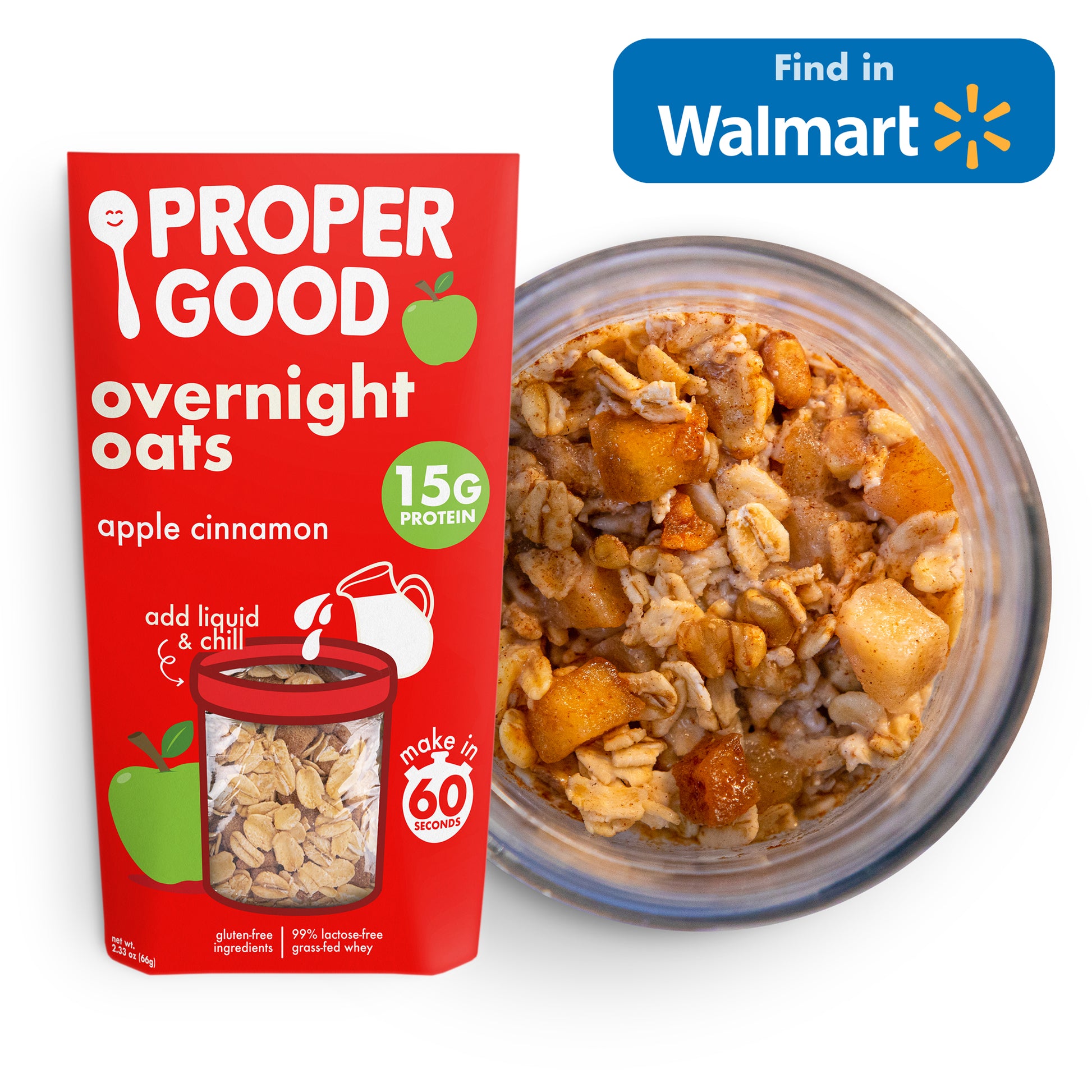Apple Cinnamon Overnight Oats 15g Whey Protein - Find In Walmart - Eat Proper Good