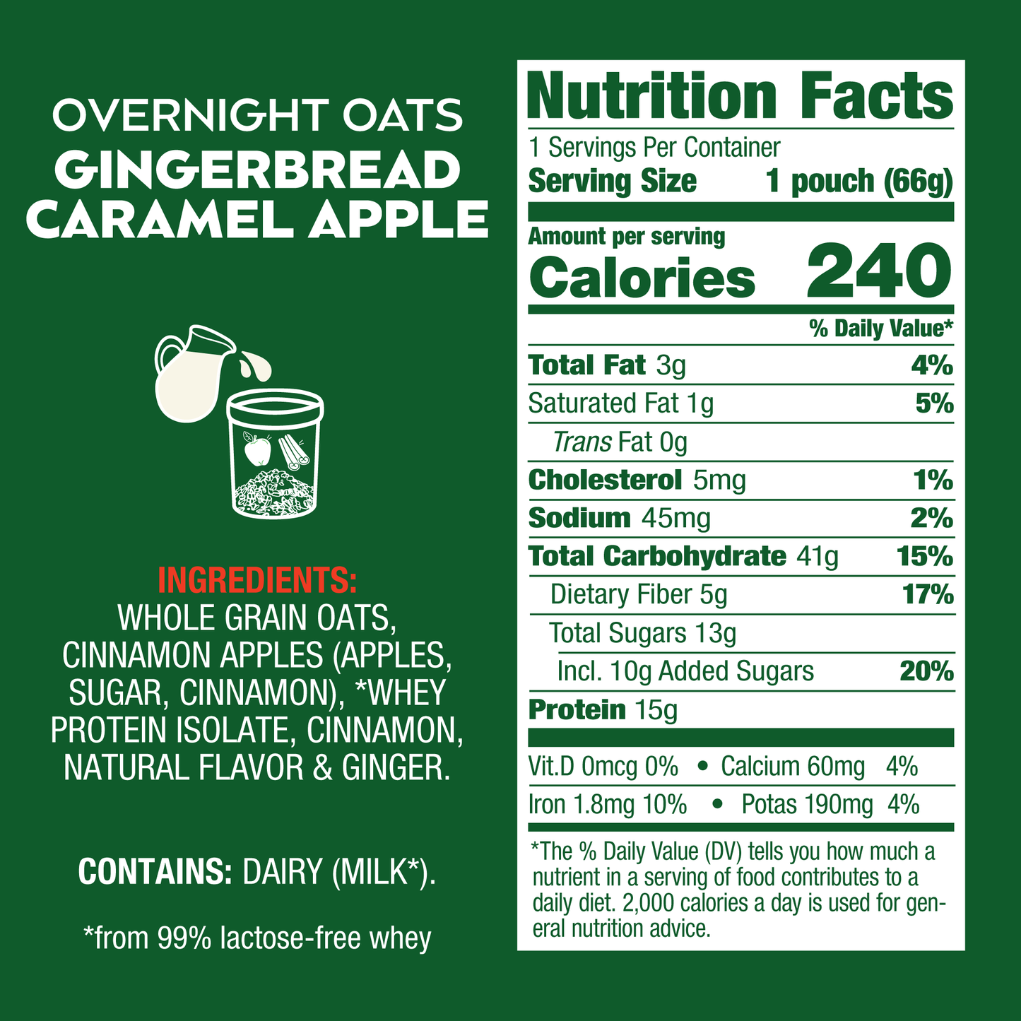 Gingerbread Caramel Apple Overnight Oats Nutritional Information - Eat Proper Good