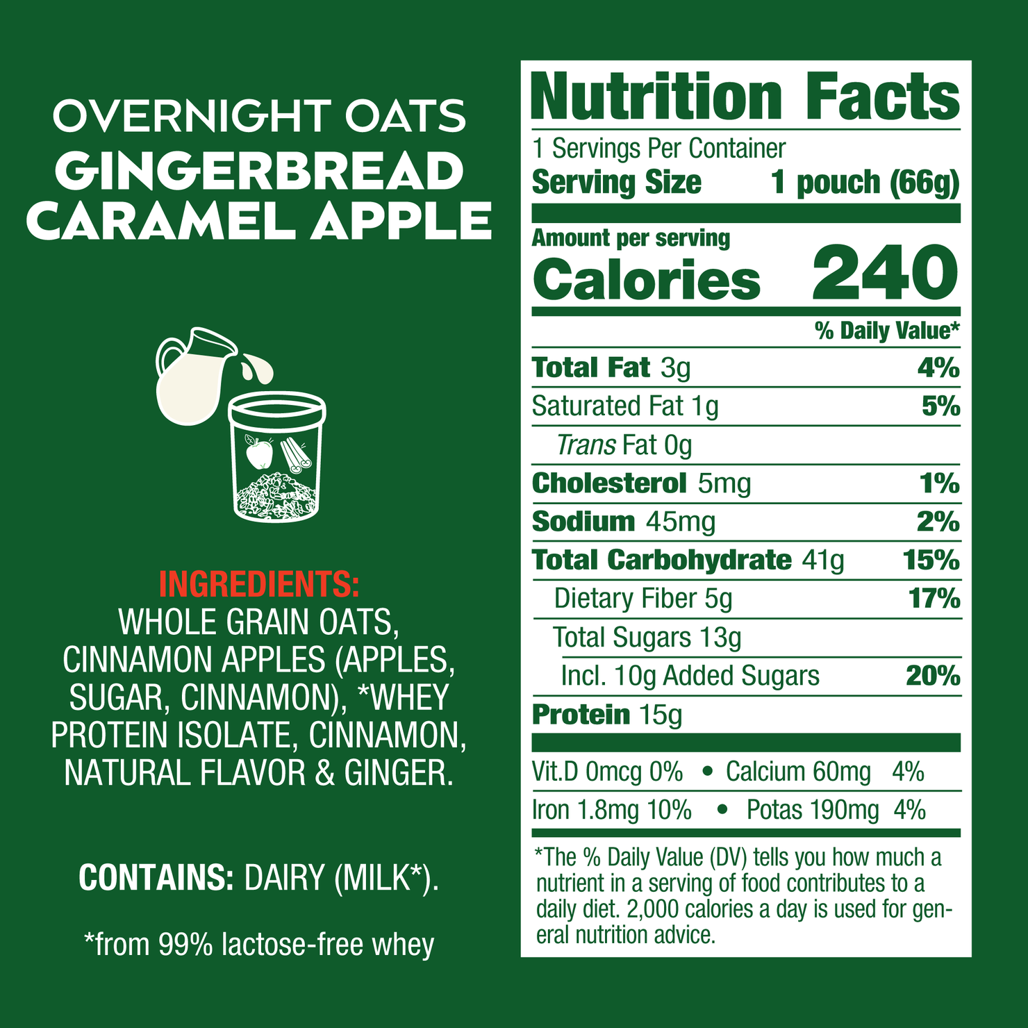 Gingerbread Caramel Apple Overnight Oats Nutritional Information - Eat Proper Good