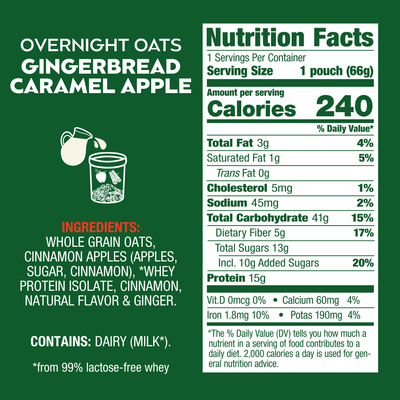 Gingerbread Caramel Apple Overnight Oats Nutritional Information - Eat Proper Good