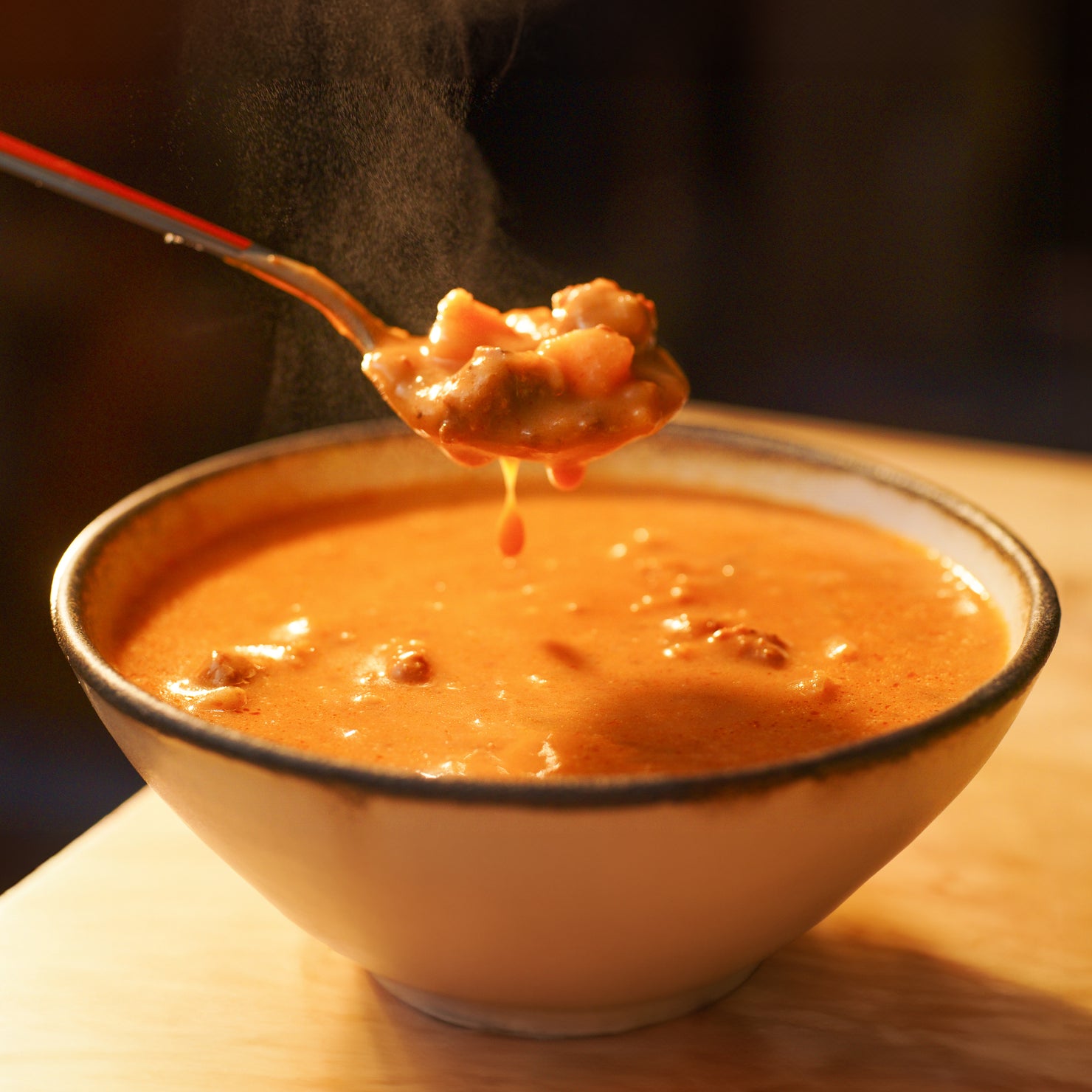 Cheeseburger Soup Spoon Lift - Eat Proper Good