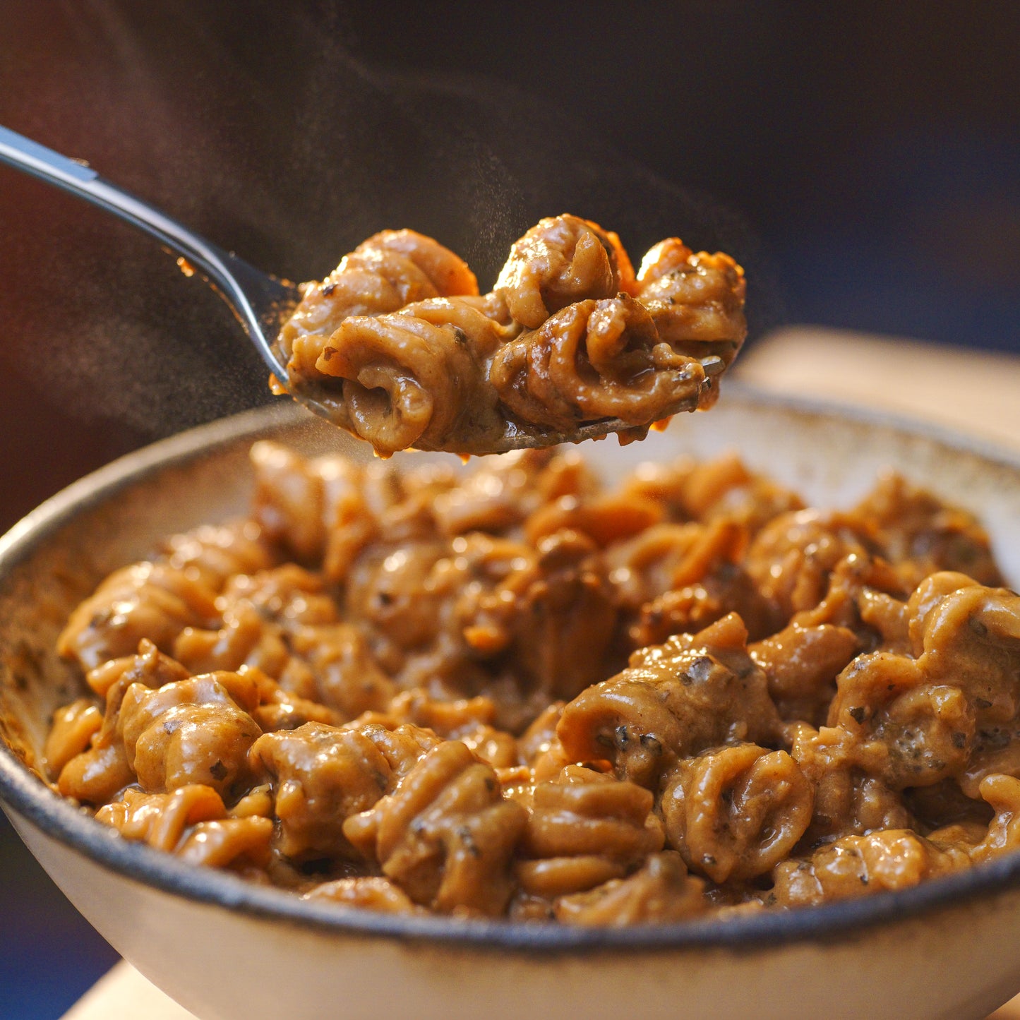 Sundried Tomato Basil Pasta on fork - Eat Proper Good