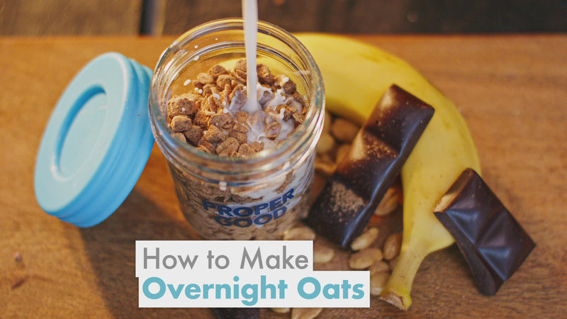Chocolate, Peanut Butter and Banana Protein Overnight Oats How to Make Video - Eat Proper Good