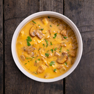 Chicken & Mushroom Soup in Bowl - Eat Proper Good