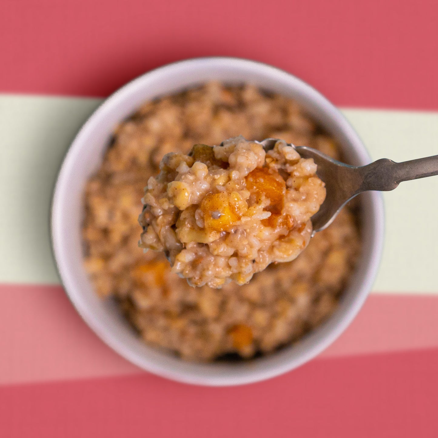 Apple, Cinnamon & Walnut Oatmeal Zoomed in with Spoon- Eat Proper Good
