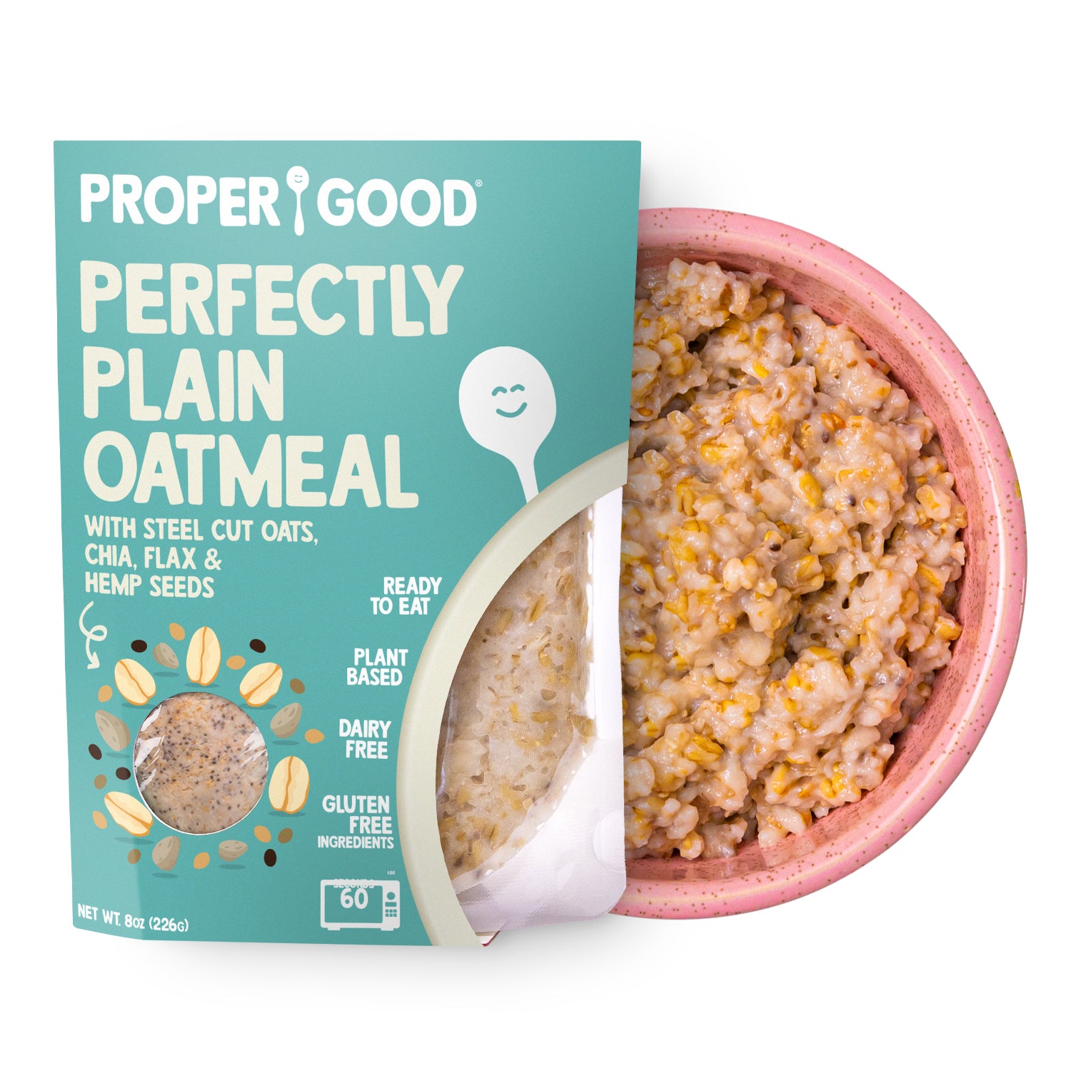 Perfectly Plain Steel Cut Oatmeal in Bowl and in Pouch - Eat Proper Good